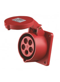 415v 16A Industrial 5 Pin Panel Mount Socket IP44 (Red) PMS415-16