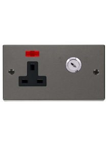 1 Gang Lockable Black Nickel 13A Double Plate Switched Socket with Neon  (VPBN675BK)