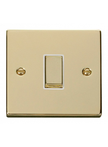 1 Gang 2 Way 10A Polished Brass Plate Switch (VPBR411WH)