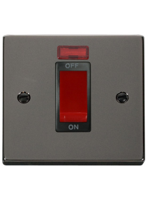 45A 1 Gang Double Pole Black Nickel Cooker Switch with Neon (VPBN201BK)