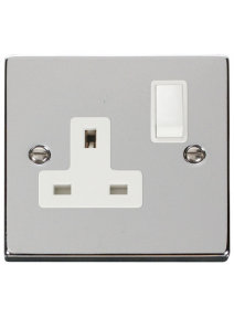 1 Gang Double Pole 13A Polished Chrome Switched Socket (VPCH035WH)