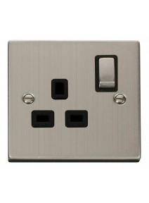 1 Gang Double Pole 13A Stainless Steel Switched Socket VPSS535BK