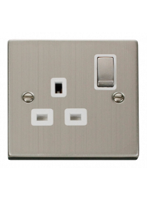 1 Gang Double Pole 13A Stainless Steel Switched Socket VPSS535WH
