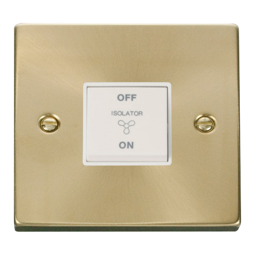 10A Satin Brass Triple Pole Fan Isolator Switch (VPSB020WH)