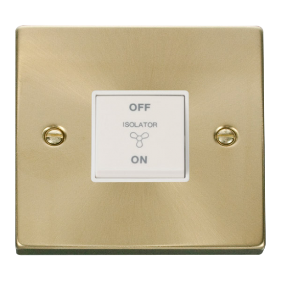 10A Satin Brass Triple Pole Fan Isolator Switch (VPSB020WH)