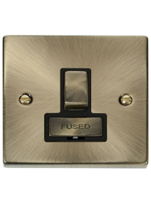 Double Pole 13A Antique Brass Switched Fused Connection Unit (VPAB751BK)