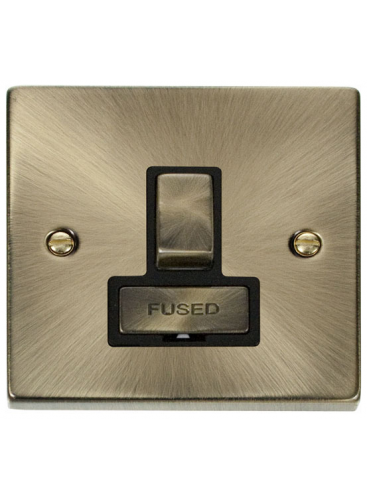 Double Pole 13A Antique Brass Switched Fused Connection Unit (VPAB751BK)