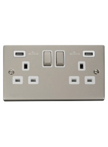 2 Gang 13A Double Pole Switched Socket with 2 USB Sockets (VPPN580WH)