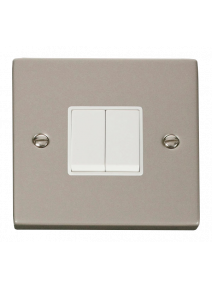 2 Gang 2 Way 10A Pearl Nickel Plate Switch (VPPN012WH)