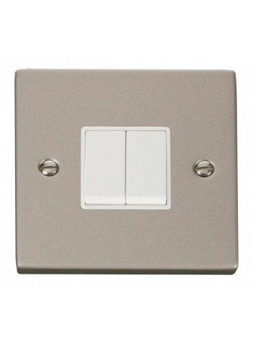 2 Gang 2 Way 10A Pearl Nickel Plate Switch (VPPN012WH)