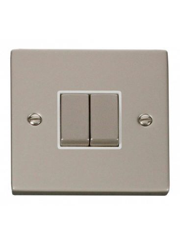 2 Gang 2 Way 10AX Pearl Nickel Plate Switch (VPPN412WH)