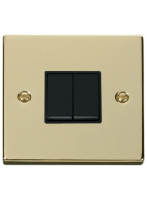 2 Gang 2 Way 10A Polished Brass Plate Switch (VPBR012BK)