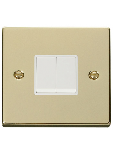 2 Gang 2 Way 10A Polished Brass Plate Switch (VPBR012WH)