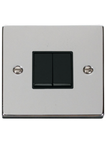 2 Gang 2 Way 10A Polished Chrome Plate Switch (VPCH012BK)