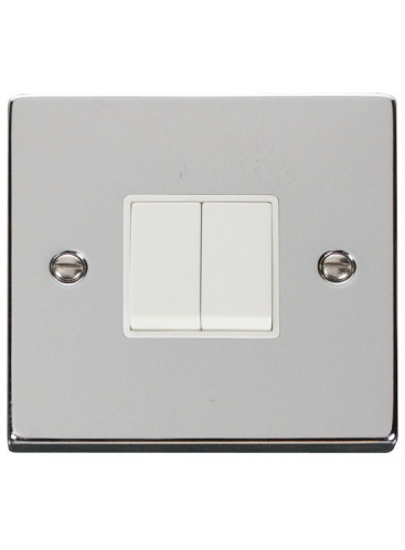 2 Gang 2 Way 10A Polished Chrome Plate Switch (VPCH012WH)