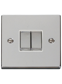 2 Gang 2 Way 10A Polished Chrome Plate Switch (VPCH412WH)