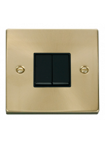 2 Gang 2 Way 10A Satin Brass Plate Switch (VPSB012BK)