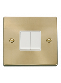 2 Gang 2 Way 10A Satin Brass Plate Switch (VPSB012WH)