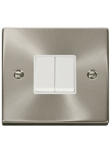 2 Gang 2 Way 10A Satin Chrome Plate Switch VPSC012WH