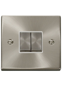 2 Gang 2 Way 10A Satin Chrome Plate Switch VPSC412WH