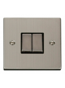 2 Gang 2 Way 10A Stainless Steel Plate Switch VPSS412BK