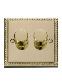 2 Gang 2 Way 400VA Georgian Brass Dimmer Switch (GCBR152)