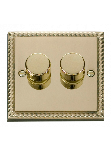 2 Gang 2 Way 400VA Georgian Brass Dimmer Switch (GCBR152)