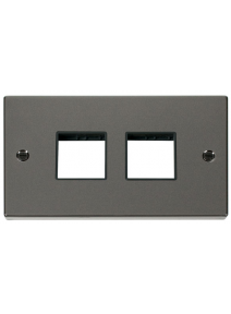 2 Gang Black Nickel Grid Switch Plate 2+2 Aperture (VPBN404BK)