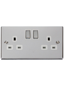 2 Gang Double Pole 13A Polished Chrome Switched Socket (VPCH536WH)