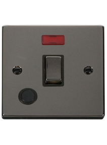 20A Double Pole Black Nickel Ingot Switch with Flex Outlet &amp; Neon (VPBN523BK)