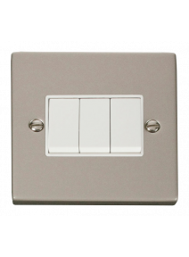 3 Gang 2 Way 10A Pearl Nickel Plate Switch (VPPN013WH)
