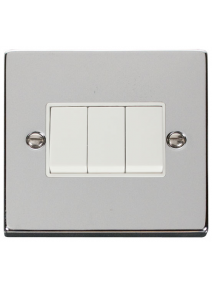 3 Gang 2 Way 10A Polished Chrome Plate Switch (VPCH013WH)