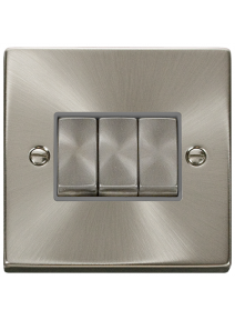 3 Gang 2 Way 10A Satin Chrome Plate Switch VPSC413GY