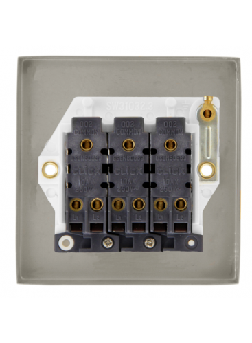 3 Gang 2 Way 10A Polished Brass Plate Switch (VPBR413WH)