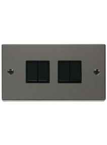 4 Gang 2 Way 10A Black Nickel Plate Switch (VPBN019BK)