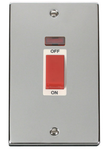 45A 2 Gang Double Pole Polished Chrome Switch with Neon (VPCH203WH)