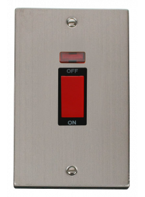 45A 2 Gang Double Pole Stainless Steel Switch with Neon VPSS203BK