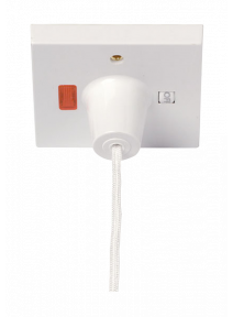 Polar White 50A Double Pole Pull Cord Switch with Mechanical On/Off & Neon (PRW211)