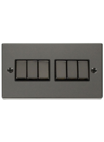 6 Gang 2 Way 10A Black Nickel Plate Switch (VPBN416BK)