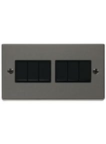 6 Gang 2 Way Black Nickel 10A Modular Plate Switch (VPBN105BK)