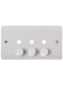 3 Gang Unfurnished Dimmer Plate &amp; Knobs (1200W Max) CMA147PL