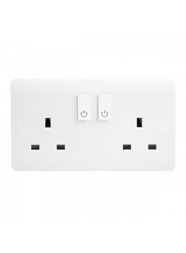 13A White 2 Gang Zigbee Smart Switched Socket Outlet CMA30036