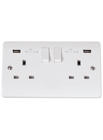 2 Gang Switched Socket 13A With Twin 2.1A USB Outlet  CMA780