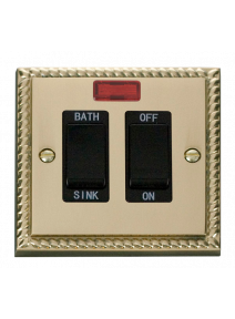 20A Double Pole Georgian Brass Sink/Bath Switch (GCBR024BK)