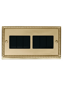 6 Gang 2 Way Georgian Brass 10A Modular Plate Switch (GCBR105BK)