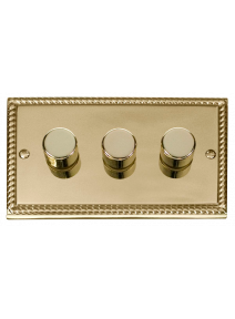 3 Gang 2 Way 400VA Georgian Brass Dimmer Switch (GCBR153)