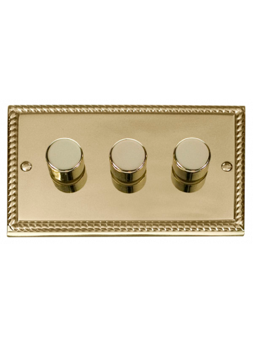 3 Gang 2 Way 400VA Georgian Brass Dimmer Switch (GCBR153)