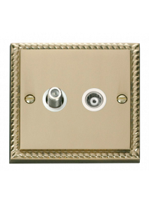 Georgian Brass Isolated Satellite &amp; Co-Axial Socket (GCBR157WH)