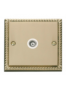 Single Georgian Brass Isolated Co-Axial Socket (GCBR158WH)