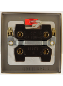 45A 1 Gang Double Pole Georgian Brass Cooker Switch with Neon (GCBR201BK)